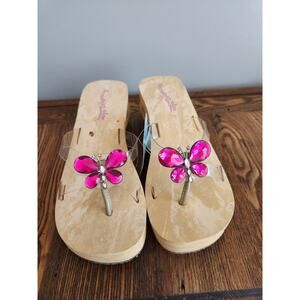 Y2K Vtg Somethin’ Else by Sketcher red rhinestone wedge Women  sandal Sz 7 NIB